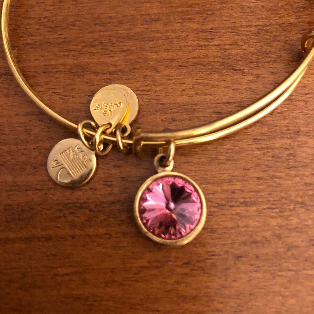 Alex and Ani pink birthstone bracelet